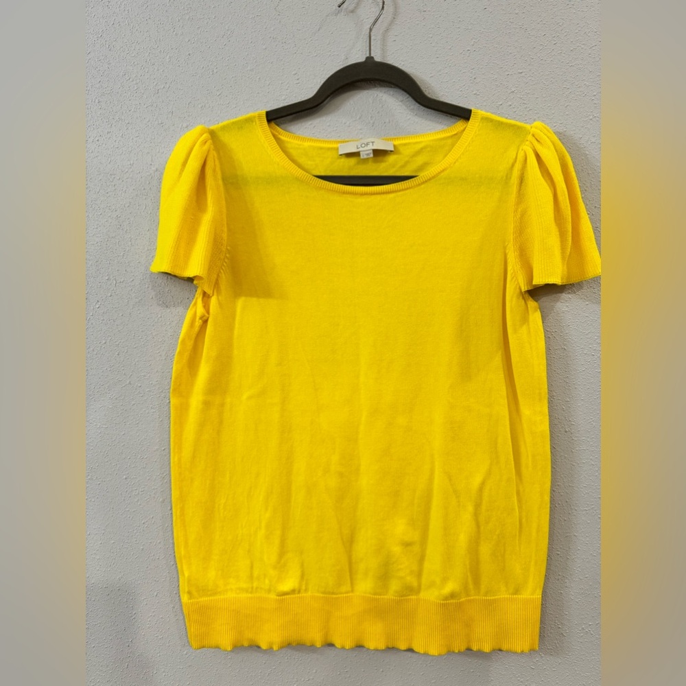 Loft Lemon Yellow Cotton Sweater Size L. NWOT, never worn.